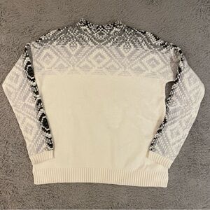J Jill Sweater Womens XS Gray Ombre Fair Isle Crew Neck Nordic Cotton Sweater